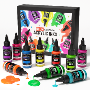 Zestaw tuszy akrylowych Neonowych 10 szt o poj. 30 ml